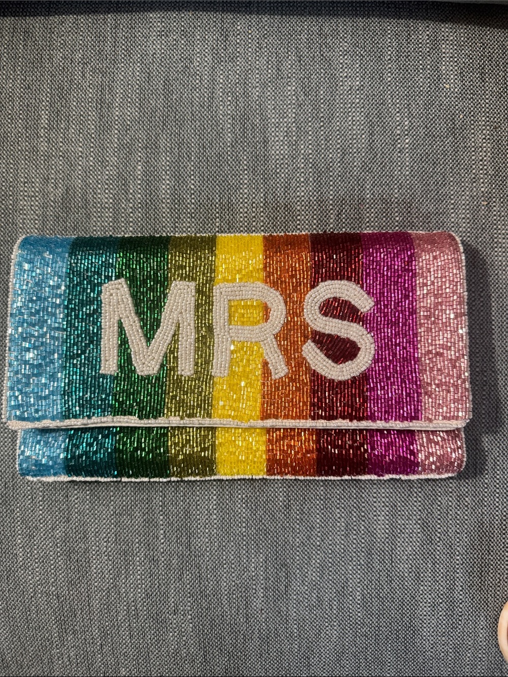 Mrs Rainbow Beaded Clutch Wristlet - Multicolor